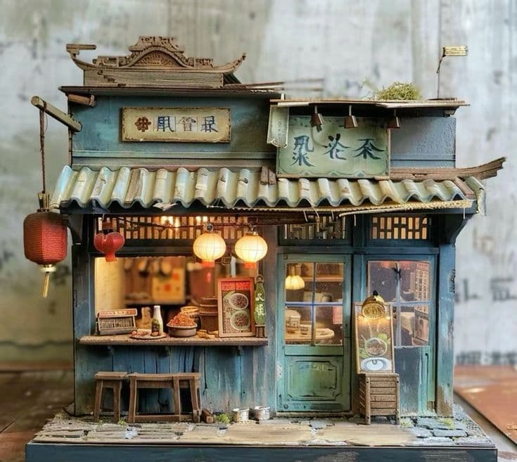 Diorama Kedai Mie Malam Hari